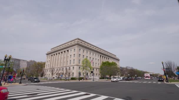 Federal Trade Commission Building Washington Sett Utifrån Korsningen Mellan Constitution — Stockvideo