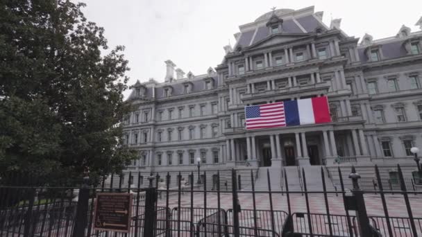 Eisenhower Executive Office Building Washington Est Orné Grand Drapeau Américain — Video
