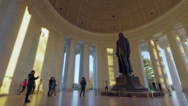Interior Jefferson Memorial Washington Uma Tarde Outono Enquanto Câmera Move — Vídeo de Stock