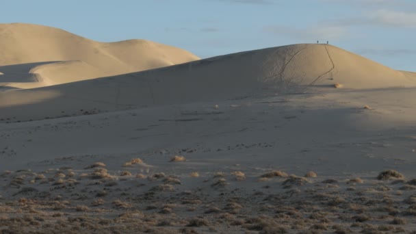 Solnedgång Vid Eureka Dunes Death Valley National Park Kalifornien Flera — Stockvideo
