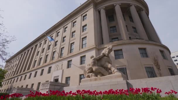 Будівля Федеральної Торгової Комісії Вашингтоні Округ Колумбія Бачив Входу Конституційний — стокове відео