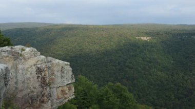 Batı Virginia 'daki Monongahela Ulusal Ormanı' nın bir parçası olan Dolly Sods Wilderness 'da Lions Head kaya oluşumu. Rohrbaugh Kayalıkları uzaklardan görülüyor..