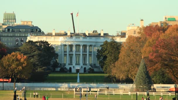 Эллипс Белый Дом Строительным Краном Заднем Плане Вашингтон Округ Колумбия — стоковое видео