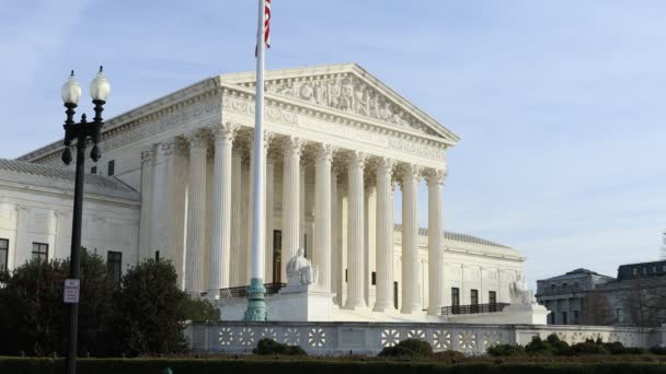 Utsidan Den Amerikanska Högsta Domstolen Byggnad Washington Som Ses Solig — Stockvideo