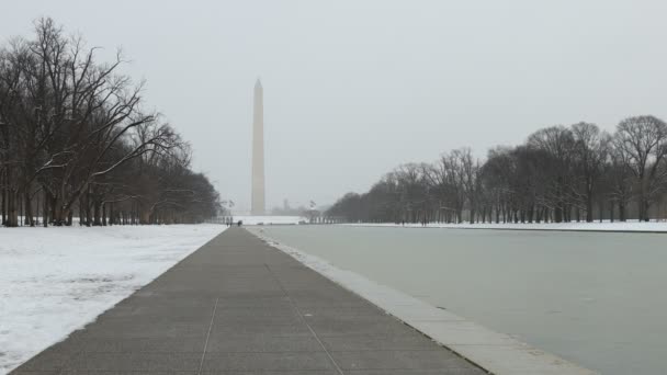 Lincoln Memorial Reflecting Pool Congelado Numa Tarde Inverno Monumento Washington — Vídeo de Stock