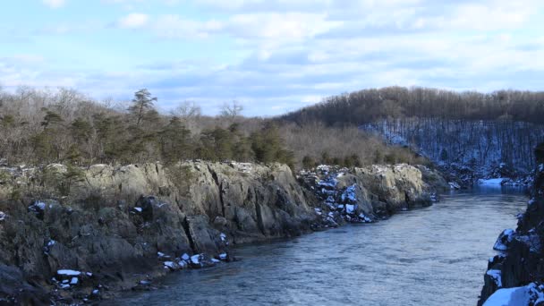 Mather Gorge Estrecho Desfiladero Con Escarpados Acantilados Rocosos Río Potomac — Vídeos de Stock