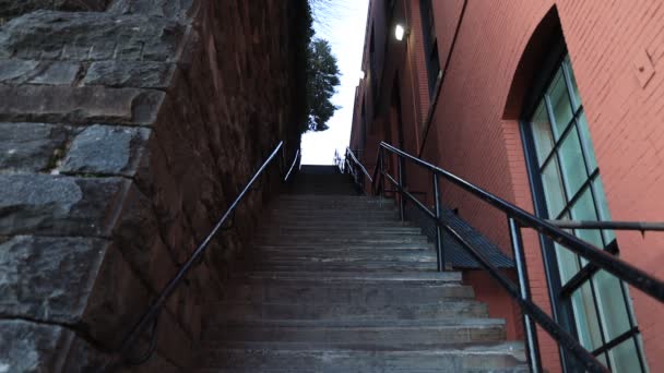 Exorcist Steps Landmark Street Georgetown Neighborhood Washington Steps Were Made — Stock Video
