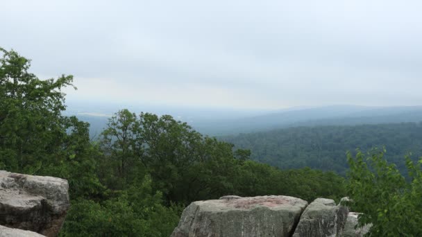 Der Blick Vom Wolf Rock Catoctin Mountain Park Einem Nebligen — Stockvideo