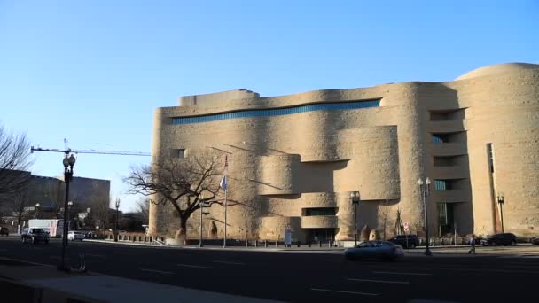 National Museum American Indian Seen Independence Avenue Late Winter Afternoon — Vídeo de Stock