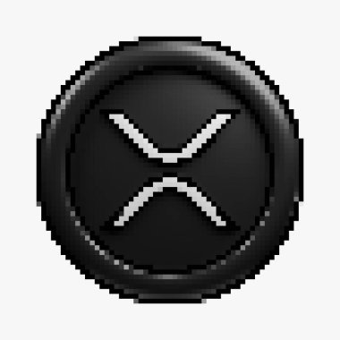 piksel biçimli ön görünüm şifreleme XRP veya çizgi film tarzı beyaz arkaplanı olan dalgalı siyah sikke, blok zinciri veya kripto para birimi tasarımı teması için iyi bir kullanım