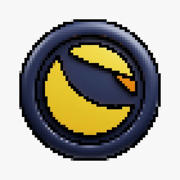 Pixel Style Front View Cryptocurrency Luna Veya Terra Blue Coin — Stok fotoğraf