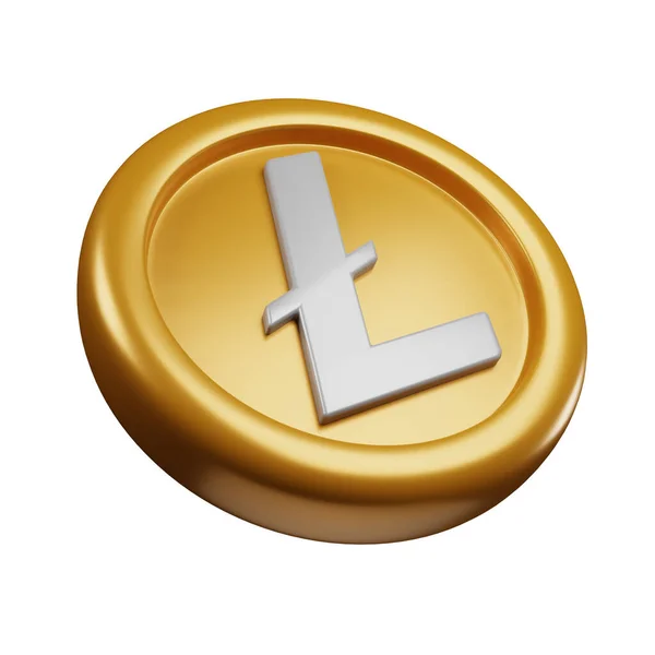 Рендеринг Правый Вид Криптовалюта Litecoin Ltc Золотая Серебряная Монета Мультяшным — стоковое фото