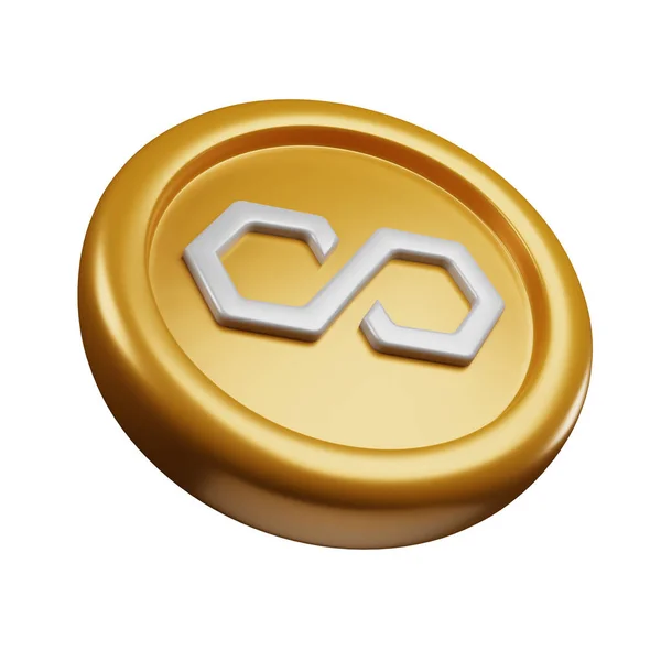 Απόδοση Δικαίωμα Άποψη Cryptocurrency Matic Πολυγώνου Χρυσό Ασημένιο Νόμισμα Στυλ — Φωτογραφία Αρχείου