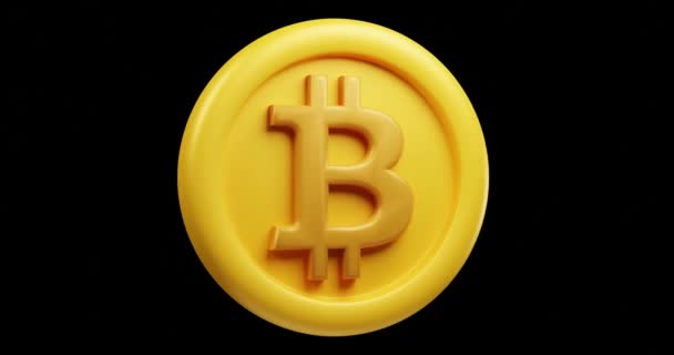 Bitcoin Nebo Btc Zlatá Mince Vykreslování Ilustrační Kryptoměna Mince Kresleným — Stock video