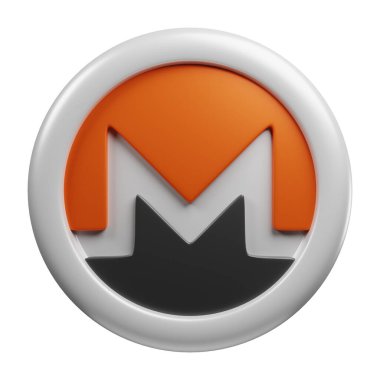 Monero ya da XMR Gümüş sikke 3d ön görünüm şifreleme çizim çizim çizim biçimi, engelleme zinciri ya da kripto para birimi tasarımı teması için iyi kullanım