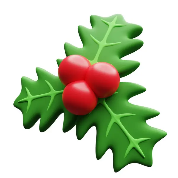 Weihnachten Mistelblätter Mit Roten Beeren Rendering Illustration Weihnachtsdekoration Schmuck Thema — Stockfoto