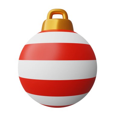 Noel beyaz çizgili kırmızı top 3 boyutlu resimlendirme noel süsü tema tasarımı