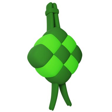 Ramazan Kareem İslami dekorasyon teması, Yaratıcı Kullanıcı Arayüzü Tasarımı ve Web Tasarım Fikirleri için Ketupat simgesinin 3d çizimi