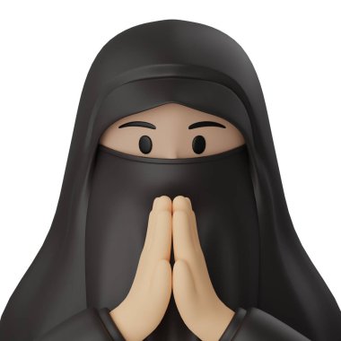 3d illüstrasyon Başörtüsü veya Niqab Kadınları Ramazan Kareem İslami dekorasyon teması, Yaratıcı Kullanıcı Arayüzü Tasarımı ve Web Tasarım Fikirleri İçin Üzgünüm