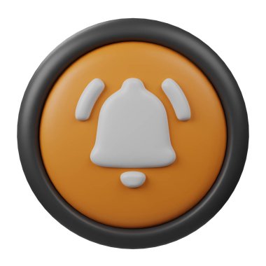 Yaratıcı Kullanıcı Arayüzü Tasarımı, web tasarımı ve Sosyal Medya Uygulamaları için Orange Rengi ve Siyah Kenarlıklı 3D Bildirim Simgesi Simgesi