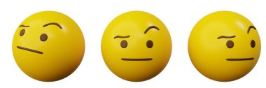 3D sorgulama yüz emojisi veya sarı top emoticon yaratıcı kullanıcı arayüzü web tasarımı sembolü