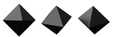3d Geometri Sekizyüzlü Siyah Metalik Renk, gerçekçi biçimlendirme element tasarımı