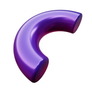 3d Geometri şekli Yarı torus veya halka Gradyan Mor Metalik Renk, gerçekçi oluşturma ögesi tasarımı