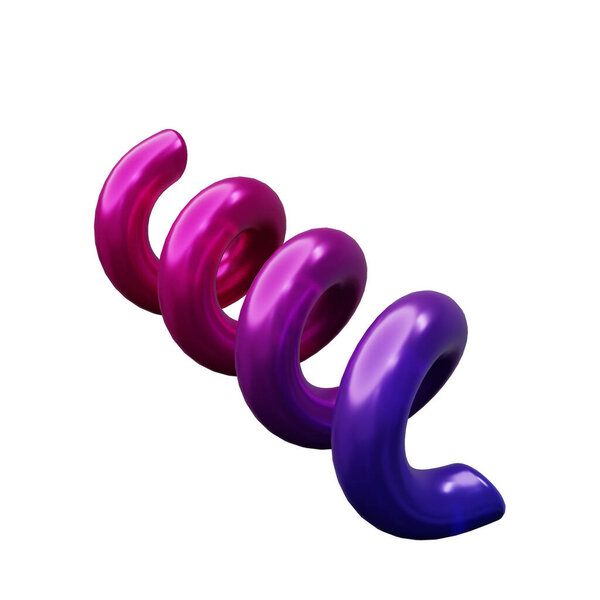 3d Geometry shape Spiral or Spring Gradient Purple Metallic Color, realistic rendering element design