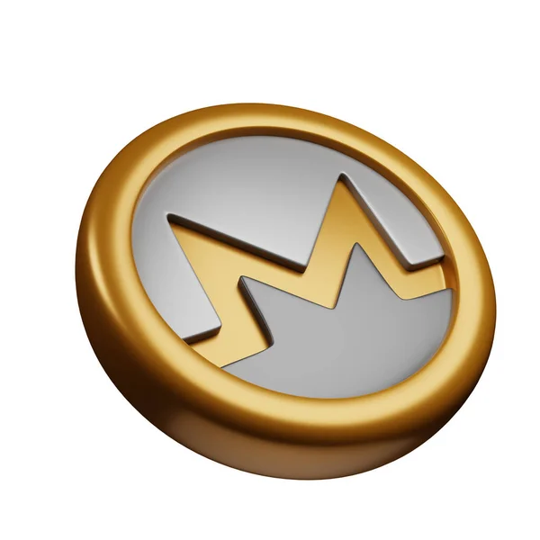 Monero Xmr Oro Plata Representación Inclinada Vista Derecha Criptomoneda Ilustración Imagen De Stock