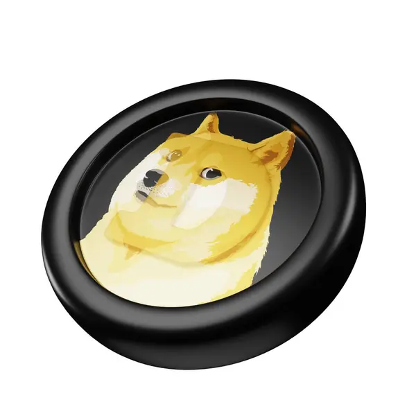 Dogecoin Doge Moneda Oro Negro Representación Inclinada Vista Izquierda Criptomoneda Imágenes De Stock Sin Royalties Gratis