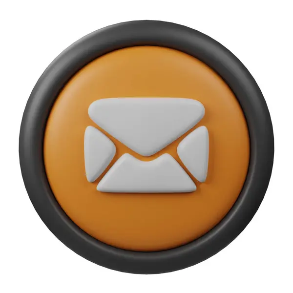 Icono Botón Correo Renderizado Con Color Naranja Frontera Negra Para Fotos De Stock Sin Royalties Gratis