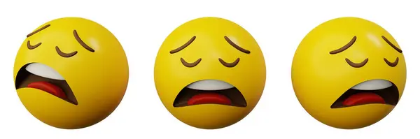 Emoticono Cansado Agotado Emoji Cara Bola Amarilla Emoticono Creativo Interfaz Imagen De Stock