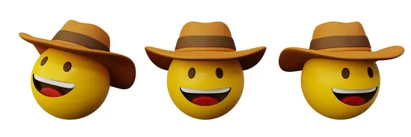 Emoticono Emoji Vaquero Bola Amarilla Emoticono Creativo Interfaz Usuario Diseño Imagen De Stock