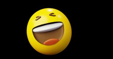 3D Duygu Simgesi, Emoji ya da Güleç Ağlayana Kadar Gülen Ya da Yerde Yuvarlanan Sarı Top Animasyonu