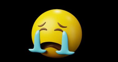 3d Duygu Simgesi ya da Güleç Ağlayan Sel Sarı Top Emoji Döngüsü Animasyonu