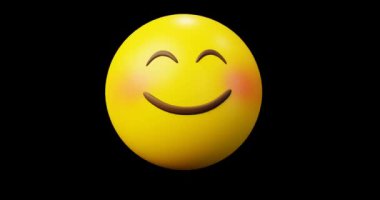 3D Duygu Simgesi ya da Güleç, sırıtan sarı top emojisi Döngüsü Animasyonu