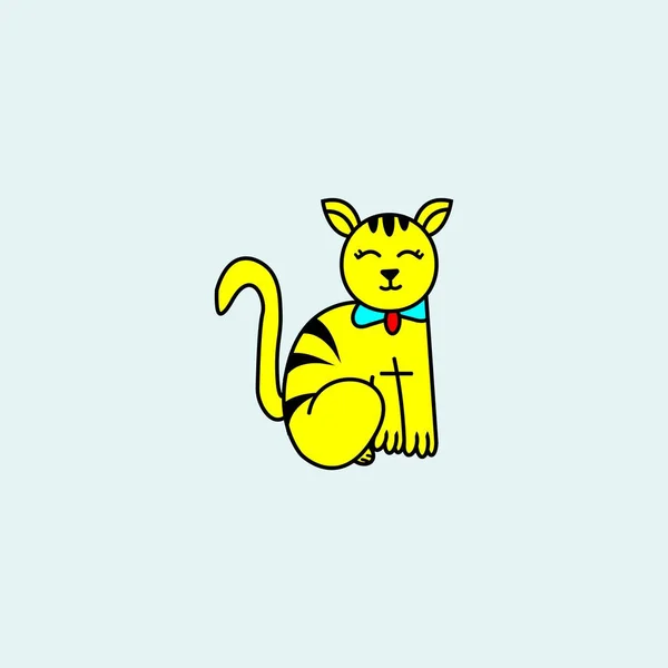 Χαριτωμένη Γάτα Κινουμένων Σχεδίων Εικονογράφηση Διάνυσμα Απομονωμένη Μπλε Φόντο — Διανυσματικό Αρχείο