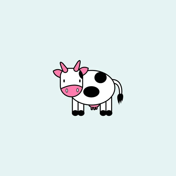 Cute Cow Cartoon Vector Illustration Isolated Blue Background — Stock Vector