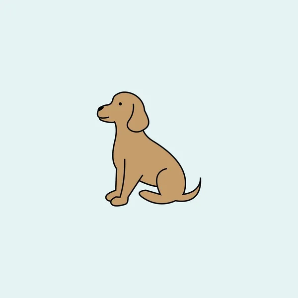 Cute Dog Cartoon Vector Illustration Isolated Blue Background — Stock Vector