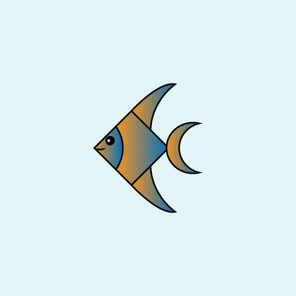 Милый Рыбный Мультик Векторная Иллюстрация Изолированная Синем Фоне — стоковый вектор