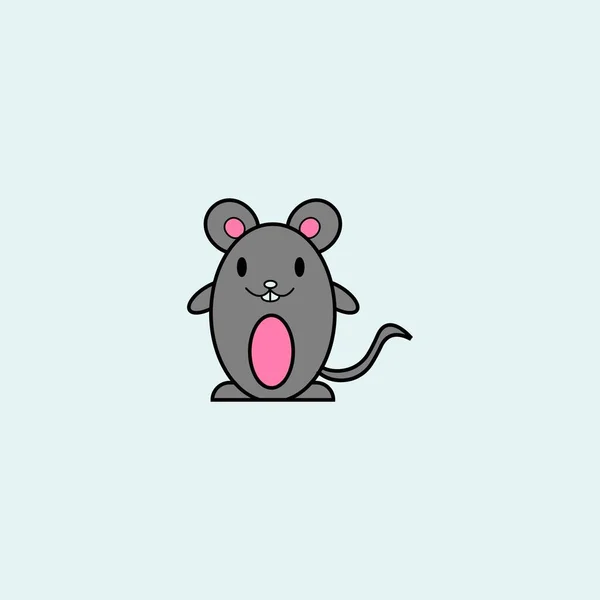 かわいいマウス漫画 ベクトル図 隔離された青の背景 — ストックベクタ