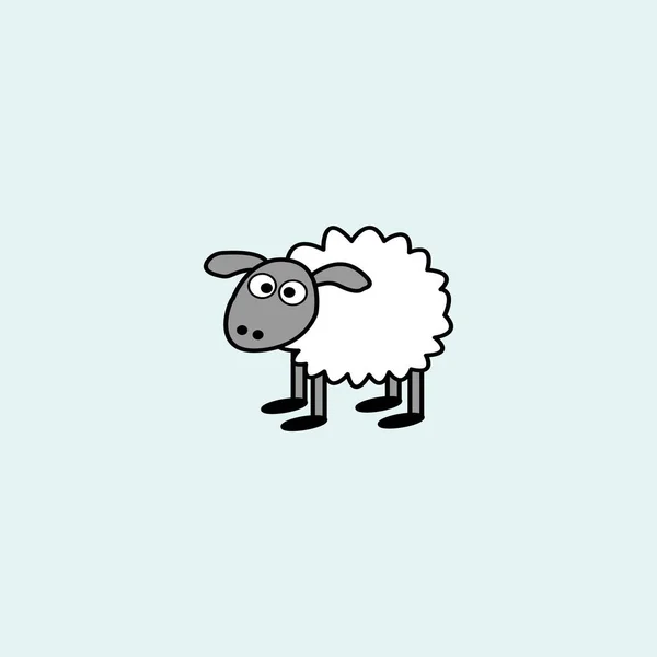 Jolie Bande Dessinée Moutons Illustration Vectorielle Isolée Sur Fond Bleu — Image vectorielle