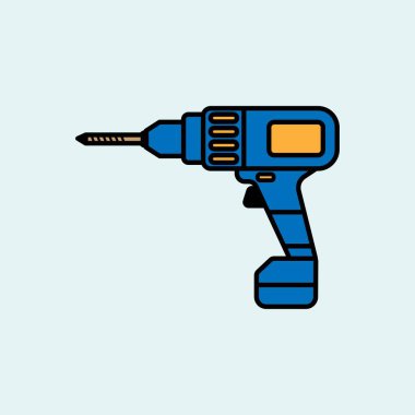 Cute Electric Drill Cartoon. Vector illustration