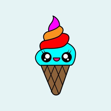 Cute Ice Cream Cartoon. vector illustration