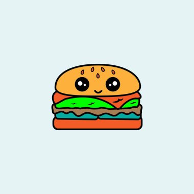 Cute Burger cartoon. vector illustration
