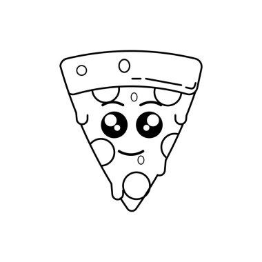Pizza cartoon  vector illustration template for Coloring book. Drawing lesson for children