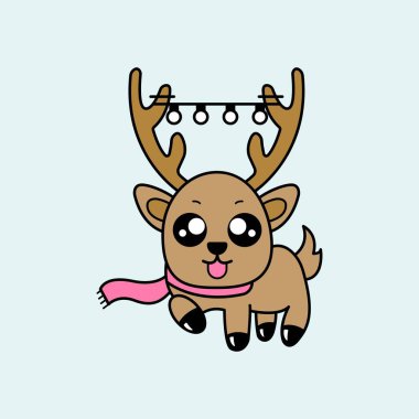 Cute Reindeer Cartoon. vector illustration