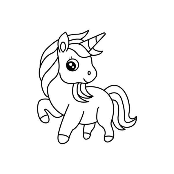 Unicorn Vector Illustration Template Coloring Book Drawing Lesson Children — 스톡 벡터