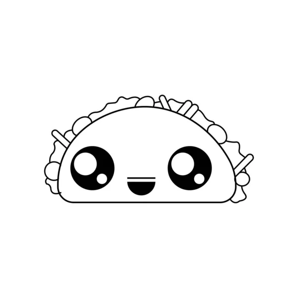 Taco Vector Illustration Template Coloring Book Drawing Lesson Children — Image vectorielle
