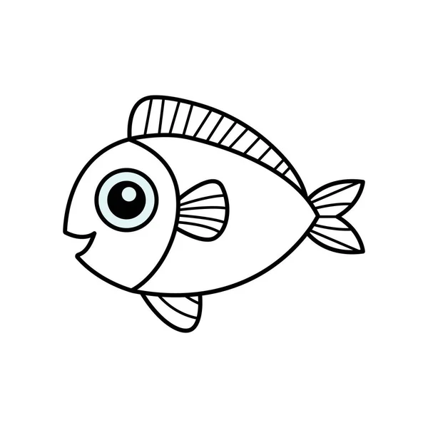 Fish Cartoon Vector Illustration Template Coloring Book Drawing Lesson Children — Wektor stockowy